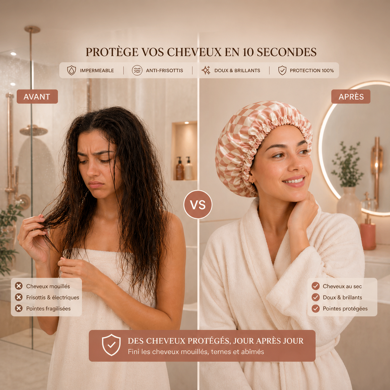Bonnet de douche satin Dryva
